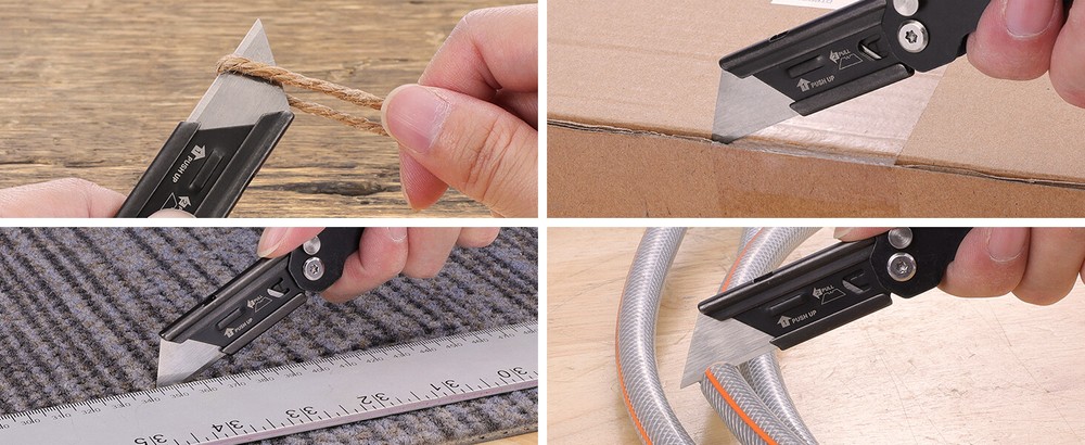 DURATECH Folding Pocket Utility Knife Set 2-Pack Stone Washed Quick Change Blade