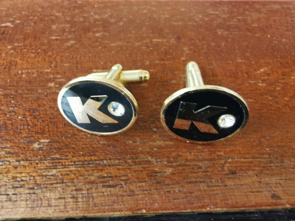 Pair Cuff links Letter K with Sparkling stone