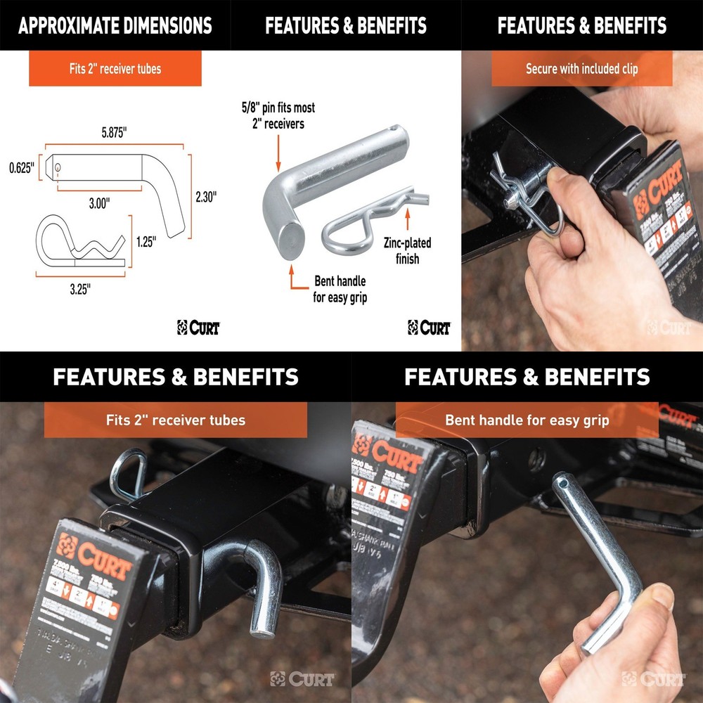 Curt Class 3 Trailer Hitch Tow Package w/ 2" Ball Diameter for Transit Connect