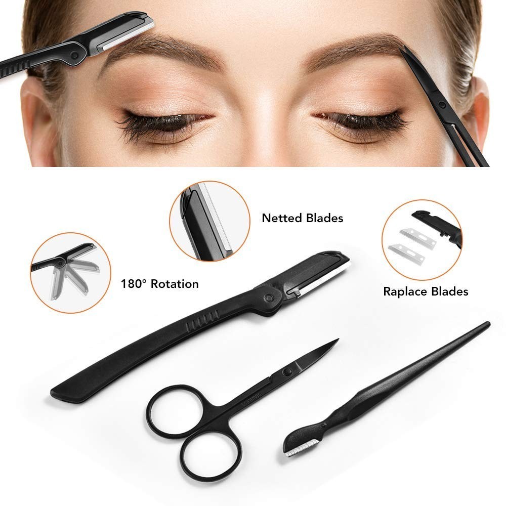 Beginners Eyebrow Kit: 9 Tools Including Scissors & Tweezers for Perfect Brows