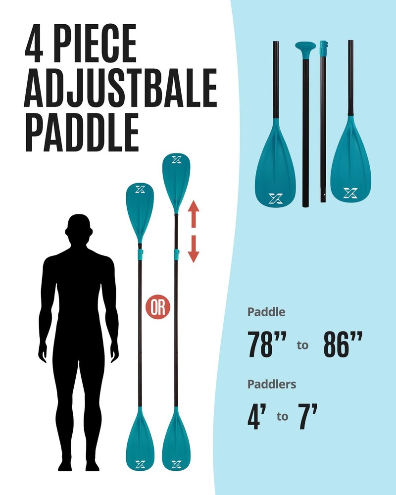 Adjustable Aluminum SUP Paddle - Lightweight, Ergonomic T-Grip, Quick Assembl...