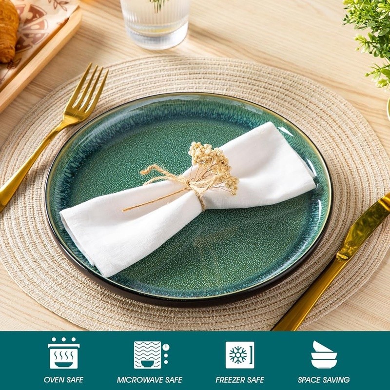 Stoneware Dinnerware Set Oven Safe Scratch Resistant Elegant Plates New