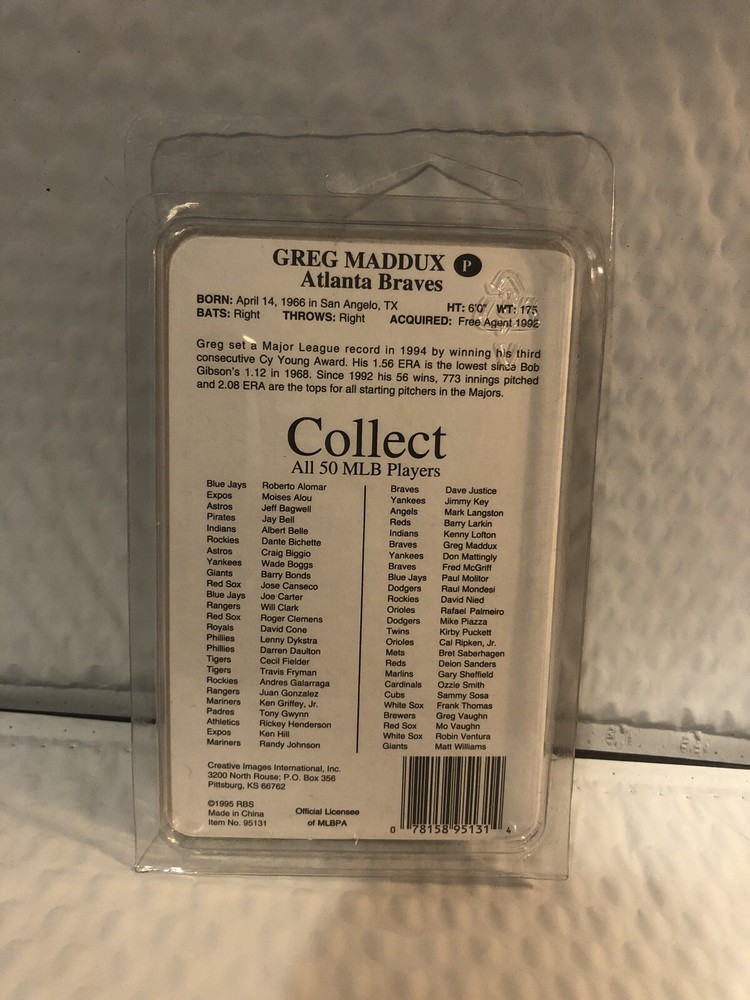 1995 MLB MICRO STARS Greg Maddux Atlanta Braves
