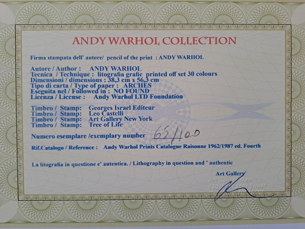 Andy Warhol Signed Lithograph - John Lennon - Certificate Leo Castelli