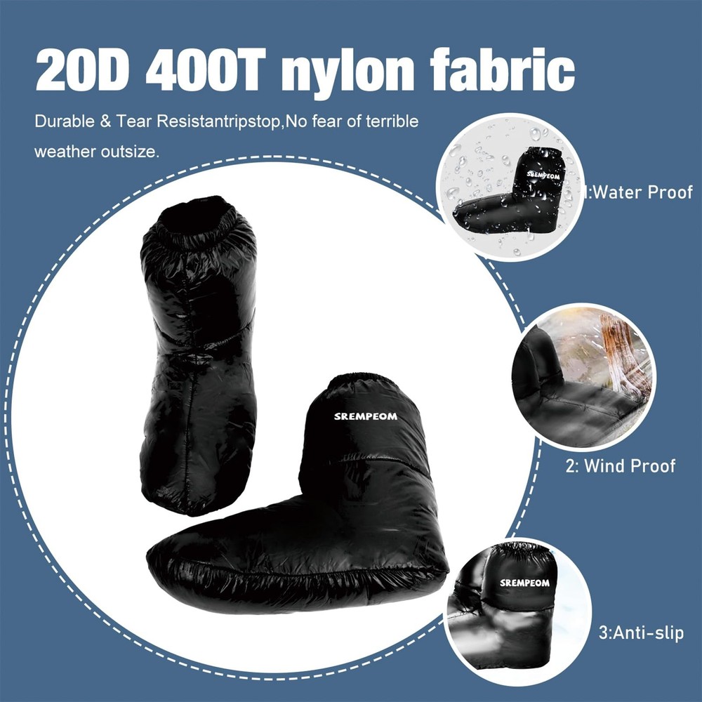 [Upgraded] Ultralight Camping Down Booties Warm Socks Sleeping Sock for Men &...