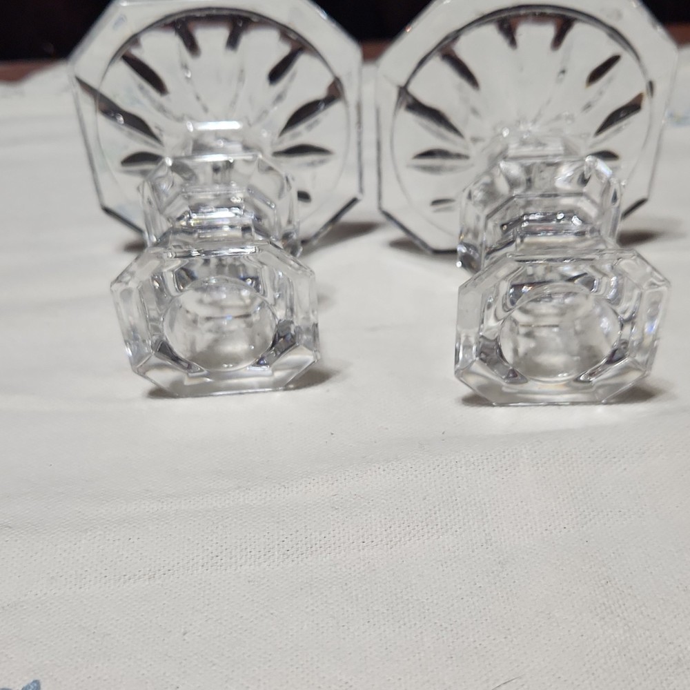Clear Pressed Glass Candlestick Holders for Taper or Dinner Candles