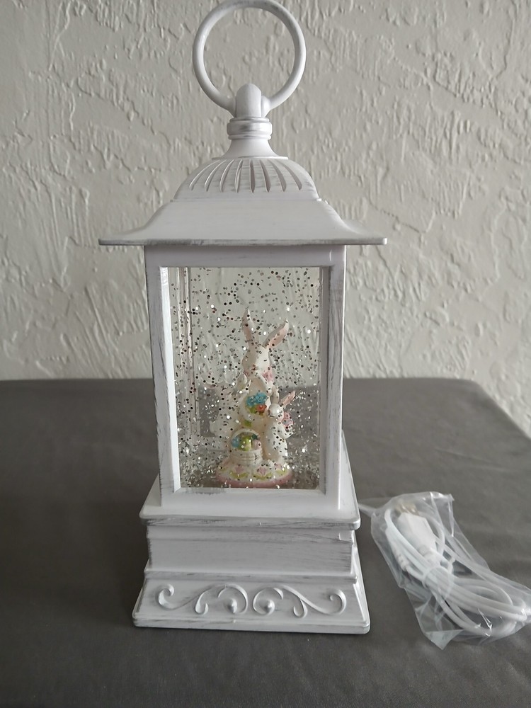 Easter Bunny Snow Globe Lantern With USB New In Box