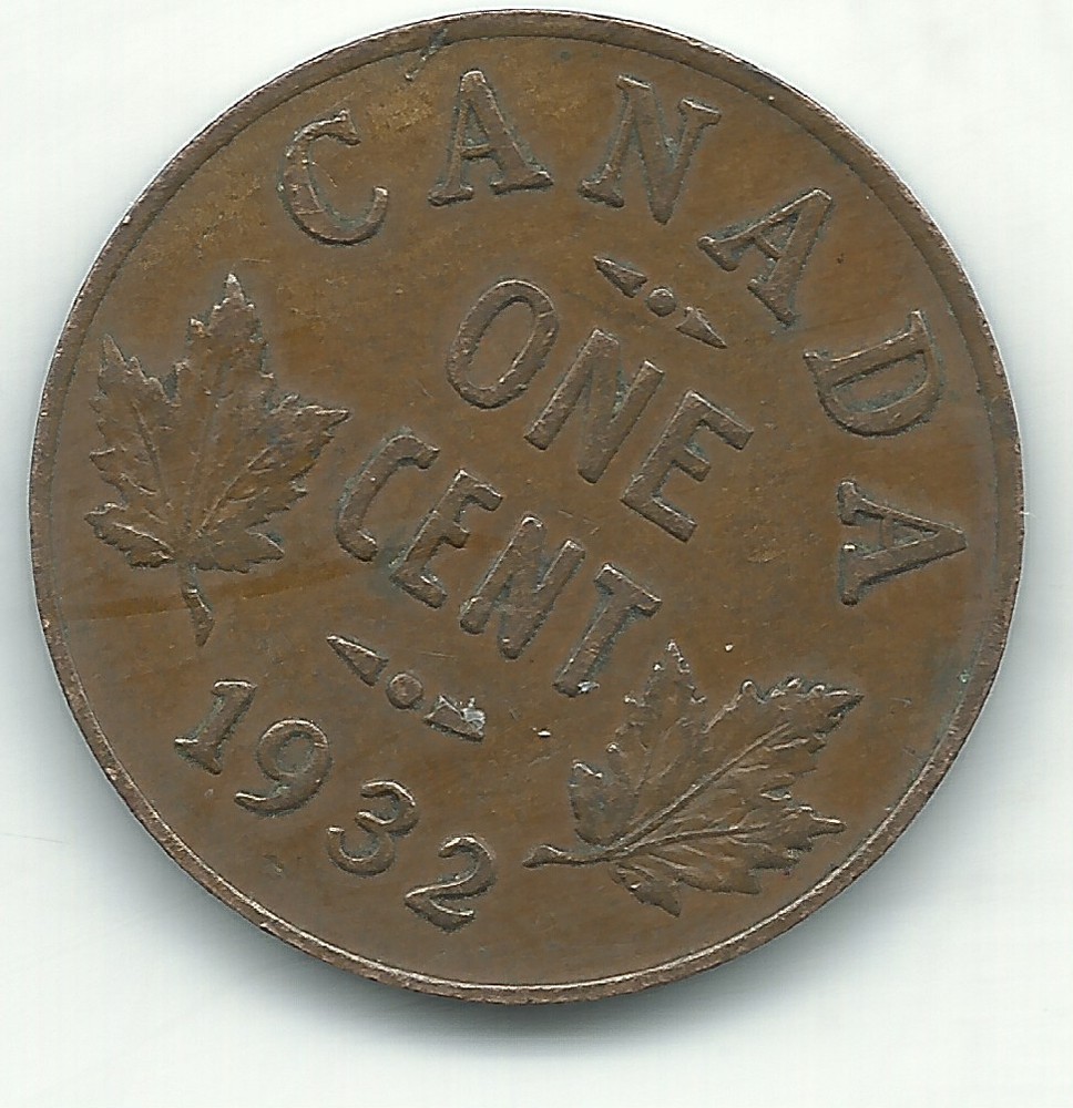 A VF/XF CONDITION 1932 CANADA SMALL ONE CENT-DEC023