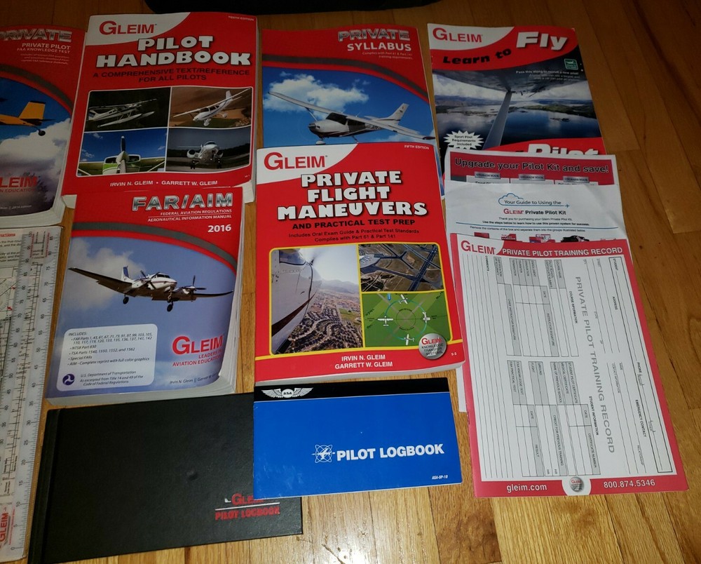 Gleim Private Pilot Test Prep Training Materials Kit Knowledge Flight Plotter ++