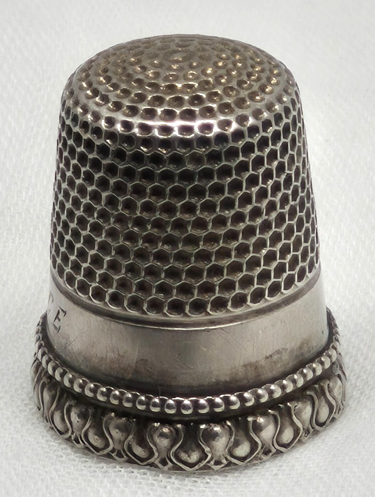 1930s Ketcham & McDougall Sterling Silver Thimble, Initial Cledice Engraved, 7