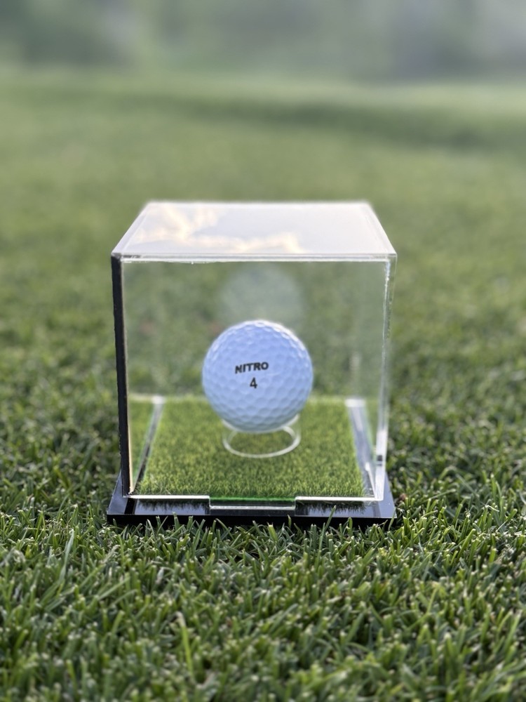 Golf Ball Display Case with Turf Base - Custom Golf Display Box