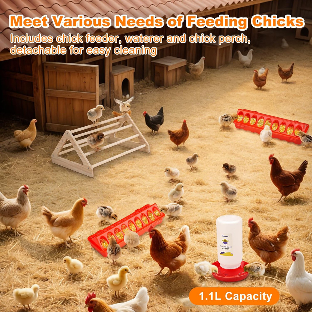 Pawaboo 6-In-1 Chicken Brooder Box for Chick Starter Kit, Includes Pet Cage Tent