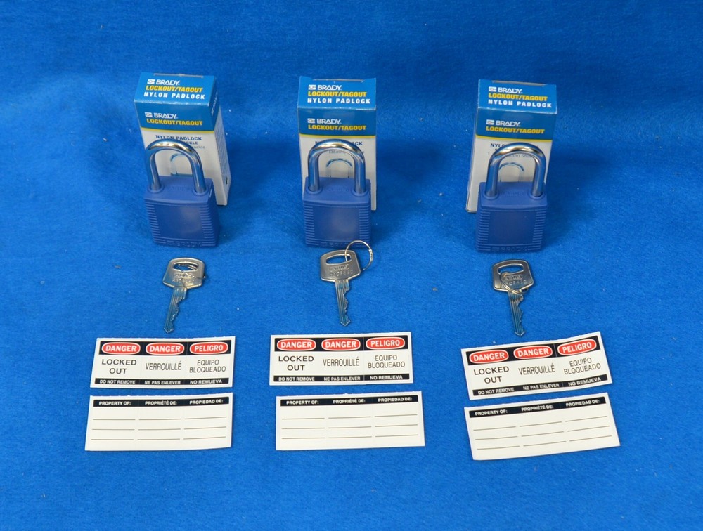 BRADY NYL-BLU-38ST-KA3PK Lockout Padlock