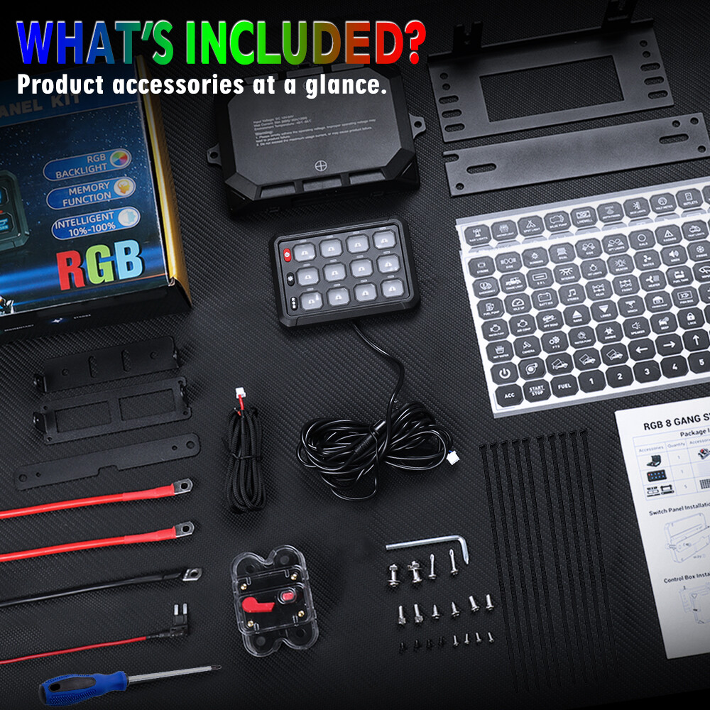 12 Gang RGB Switch Panel bluetooth Remote Control LED ON/OFF For Ford