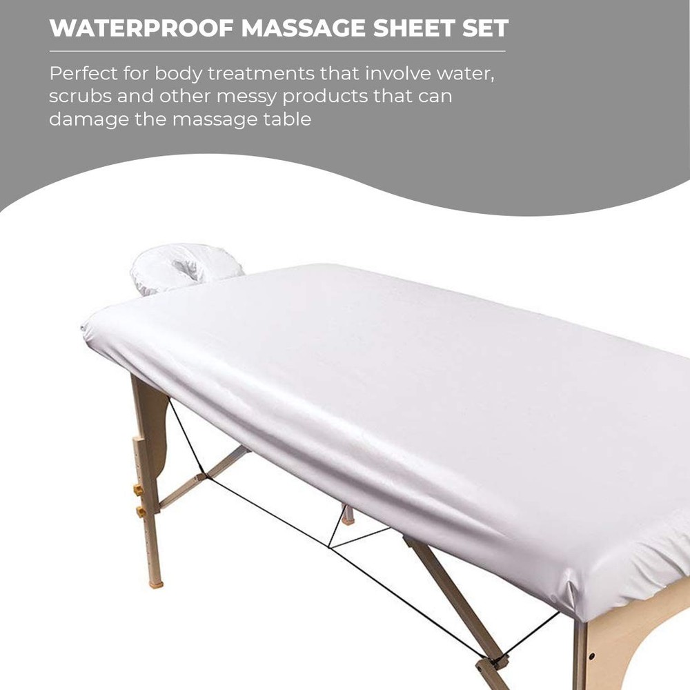 Durable White Massage Table Fitted Cover Waterproof Easy Clean