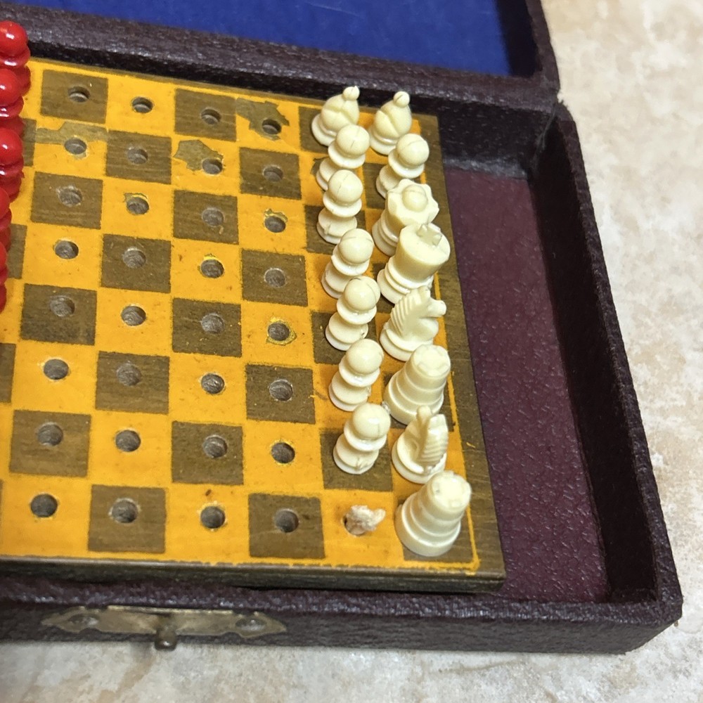 Vintage Small Travel Chess (2 Missing)