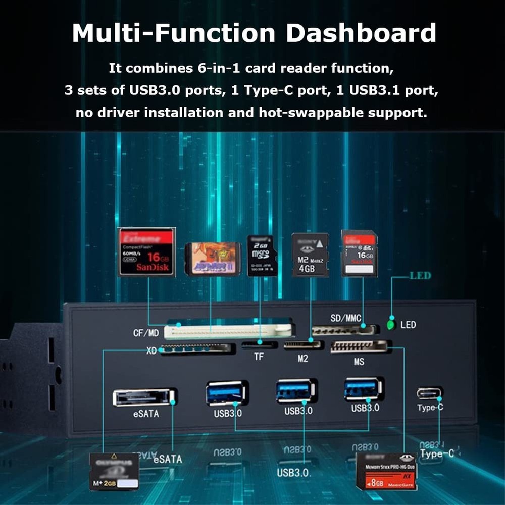 Internal Card Reader 5.25inches High Speed Front USB 3.0 Interface Multifunct...