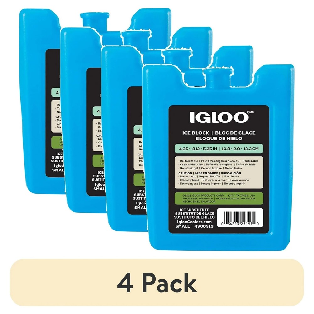 4 Pack Igloo MaxCold Small Ice Blocks – Blue, Reusable for Coolers