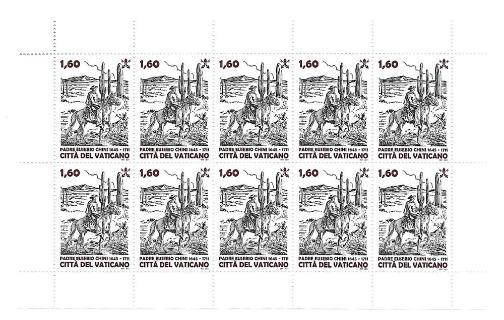 (FS492) Vatican 2011 Eusebio Kino 1.60 Full Sheets MNH