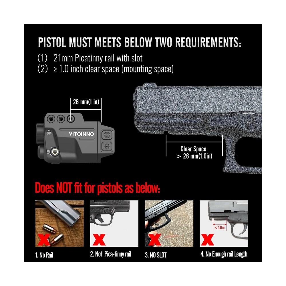 700 Lumens Red Laser Light Combo, Slidable Tactical Flashlight Comp... Fast Ship