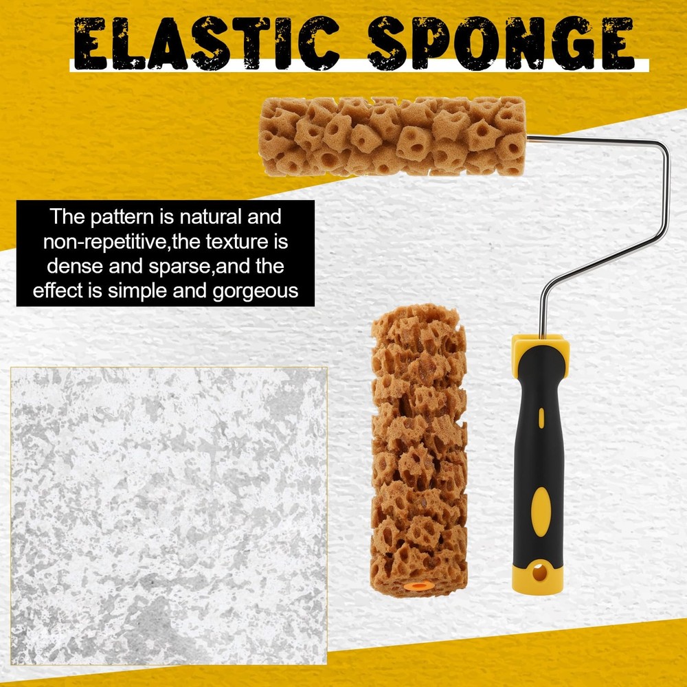 Texture Sponge Paint Rollers Kit, Pattern Roller Brush, Brown