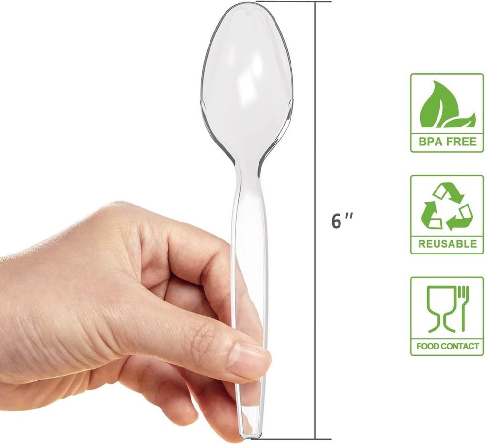 Heavyweight Plastic Spoons Clear 100 Count