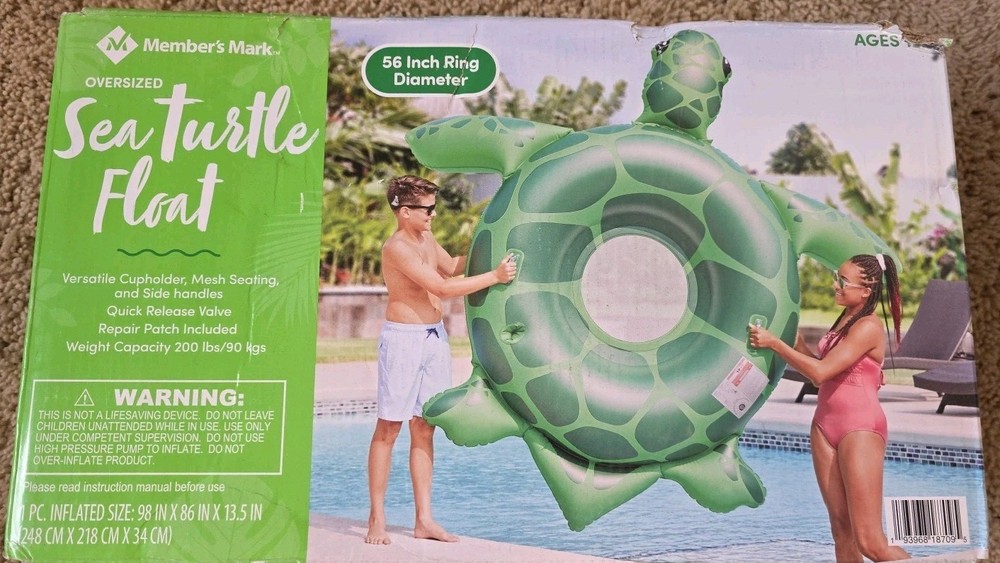 Member’s Mark Oversized Sea Turtle Float Weight Cap. 200lbs 56" Long