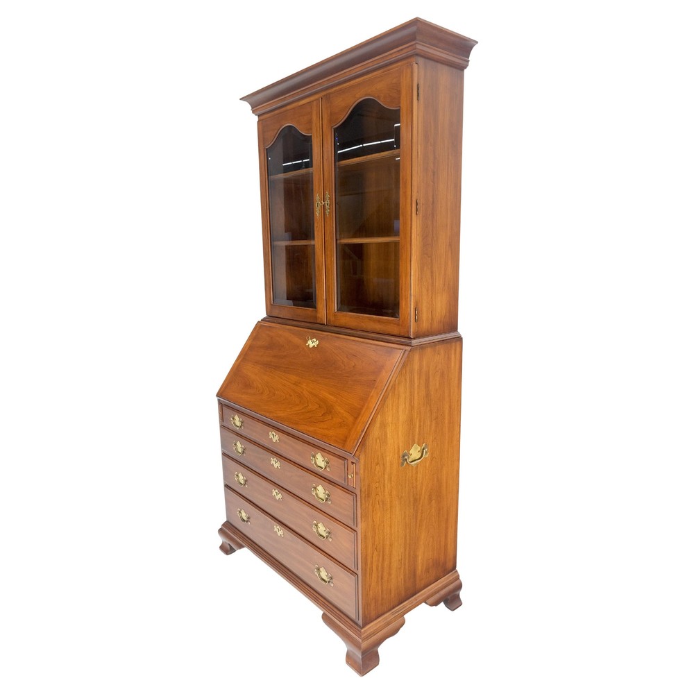 Henkel-Harris 2 Part Solid Wild Black Cherry Secretary Drop Front Desk Bookcase
