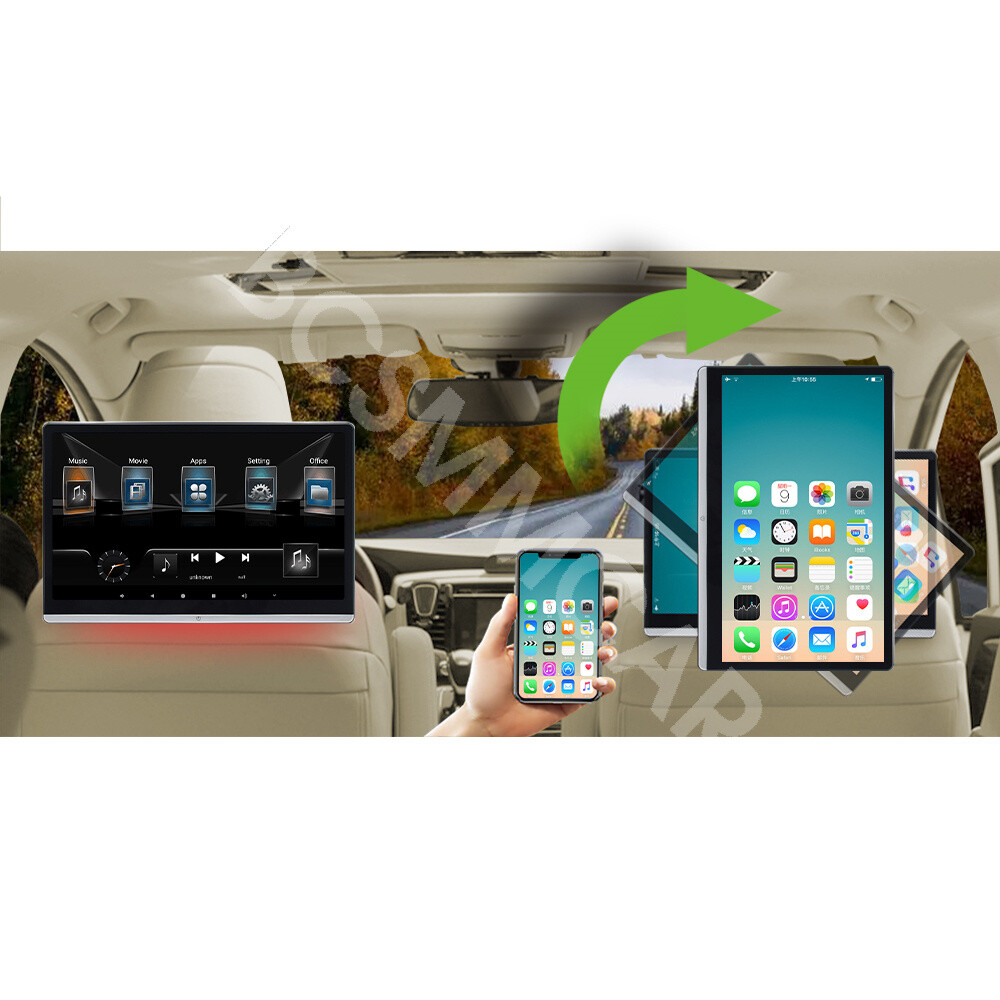 4K Car Rotatable Headrest Video Player With WiFi Bluetooth Android 12 Octa-core
