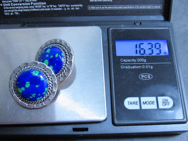 Sterling Silver Native American Azurite Earrings