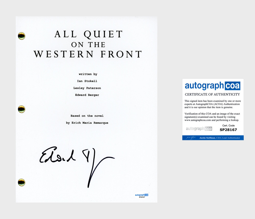 Edward Berger ‘All Quiet On The Western Front' Director Signed Full Script ACOA