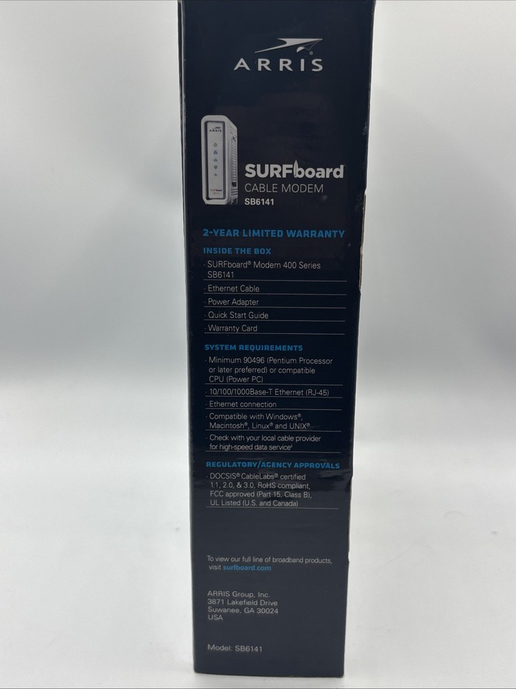 ARRIS SurfBoard SB6141 DOCSIS 3.0 Cable Modem – White