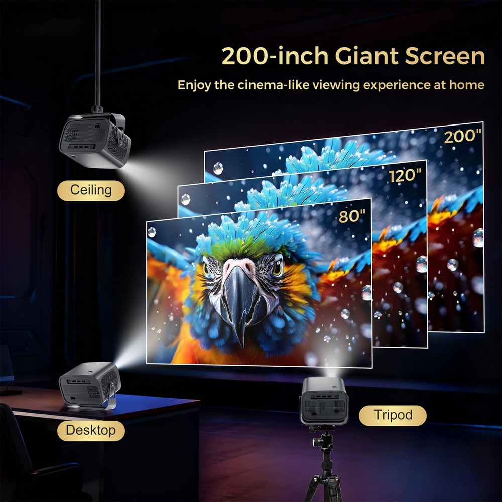 Smart Projector with WiFi and Bluetooth, 400Ansi Protable Mini Projector Supp...