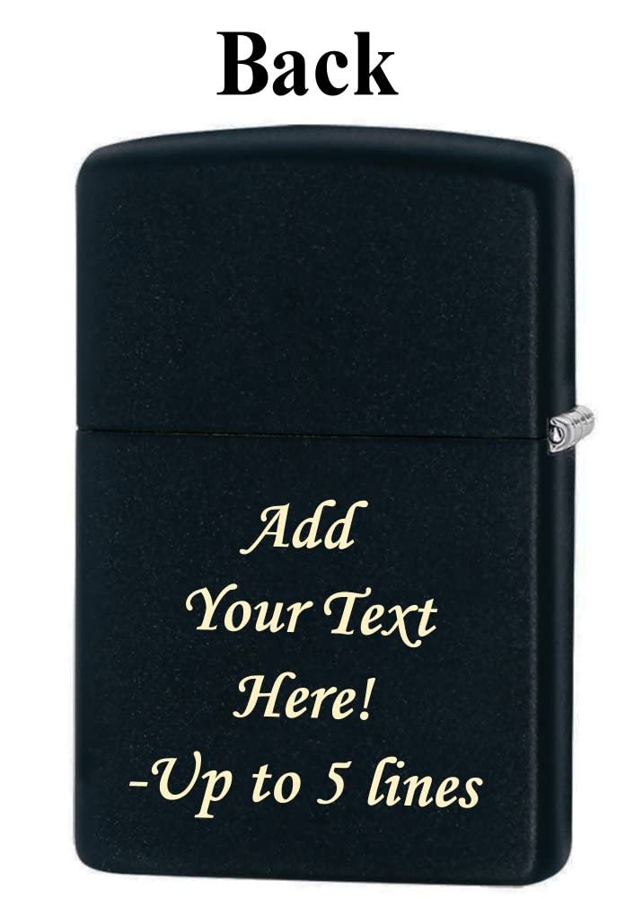 Zippo Lighter - Customized Message on Techno Black Matte Pocket Lighter 46234