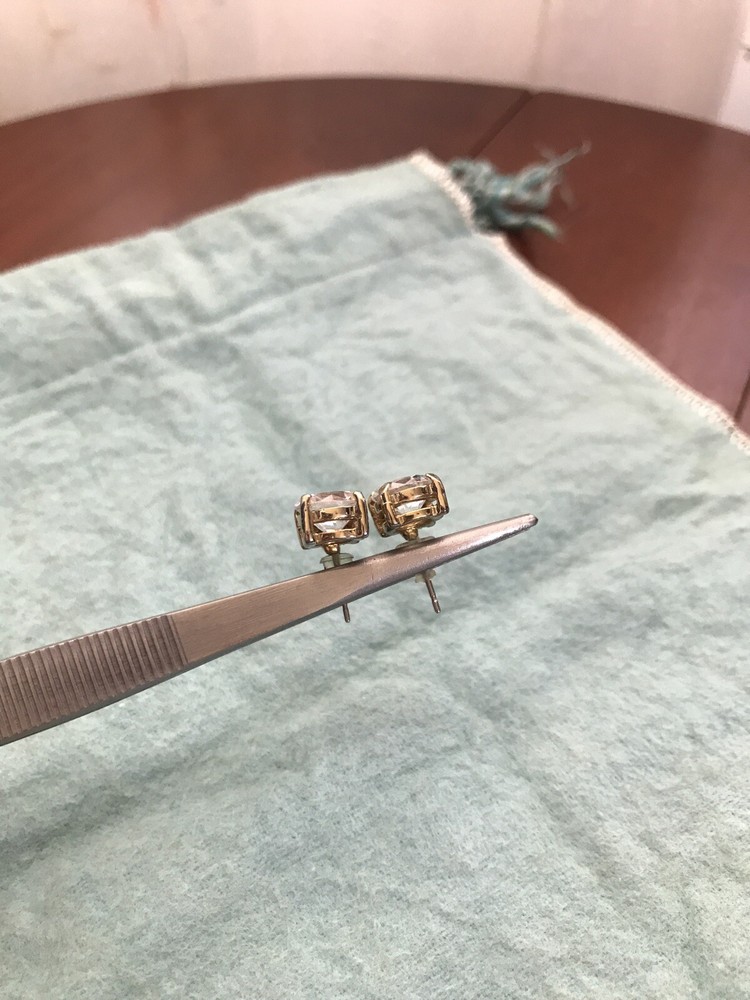 Vintage Crown Cubic Zirconia Square Stud Earrings