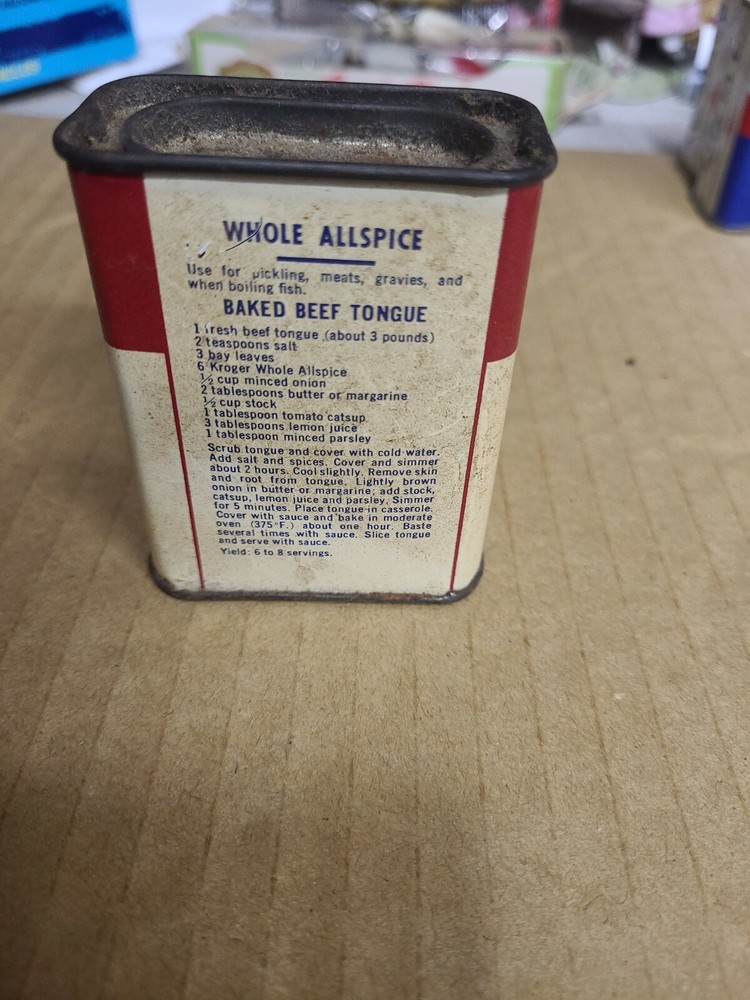 Kroger Whole Allspice Spice Tin Vintage empty