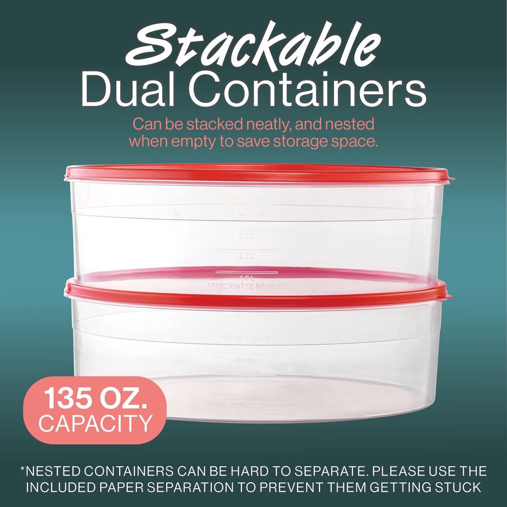 Pie Carrier Cake Storage Clear Container with Red Lid | 10.5" Large Round