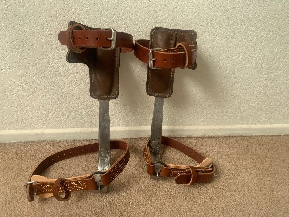 LINEMAN Pole/Tree climbing Gaffs adj new thicker upper & lower straps