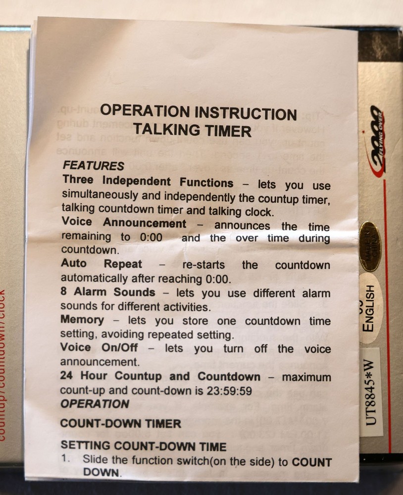 VoiceZone TALKING TIMER- Featuring countup and countdown timer and talking clock