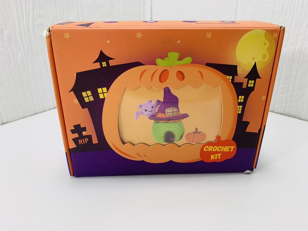 Halloween Crochet Kit Complete Includes Yarn, Needle, Hook, Eyes, Stuffing
