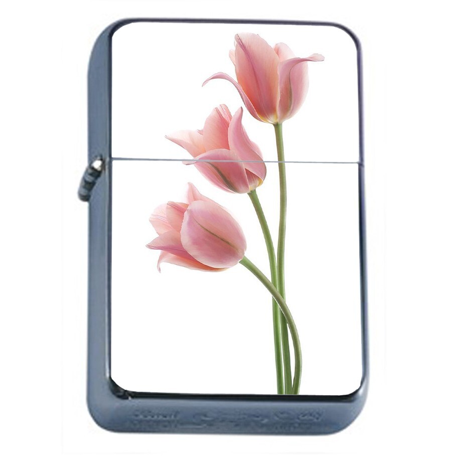 Tulip (Bright) Flip Top Oil Lighter Wind Resistant