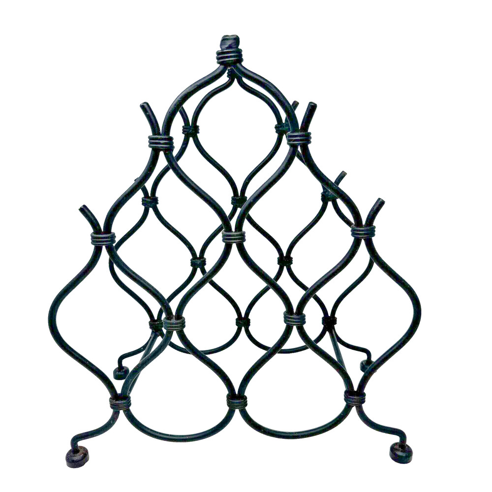 Triangle Shaped 8 Bottle Bent Metal Black Wine Rack