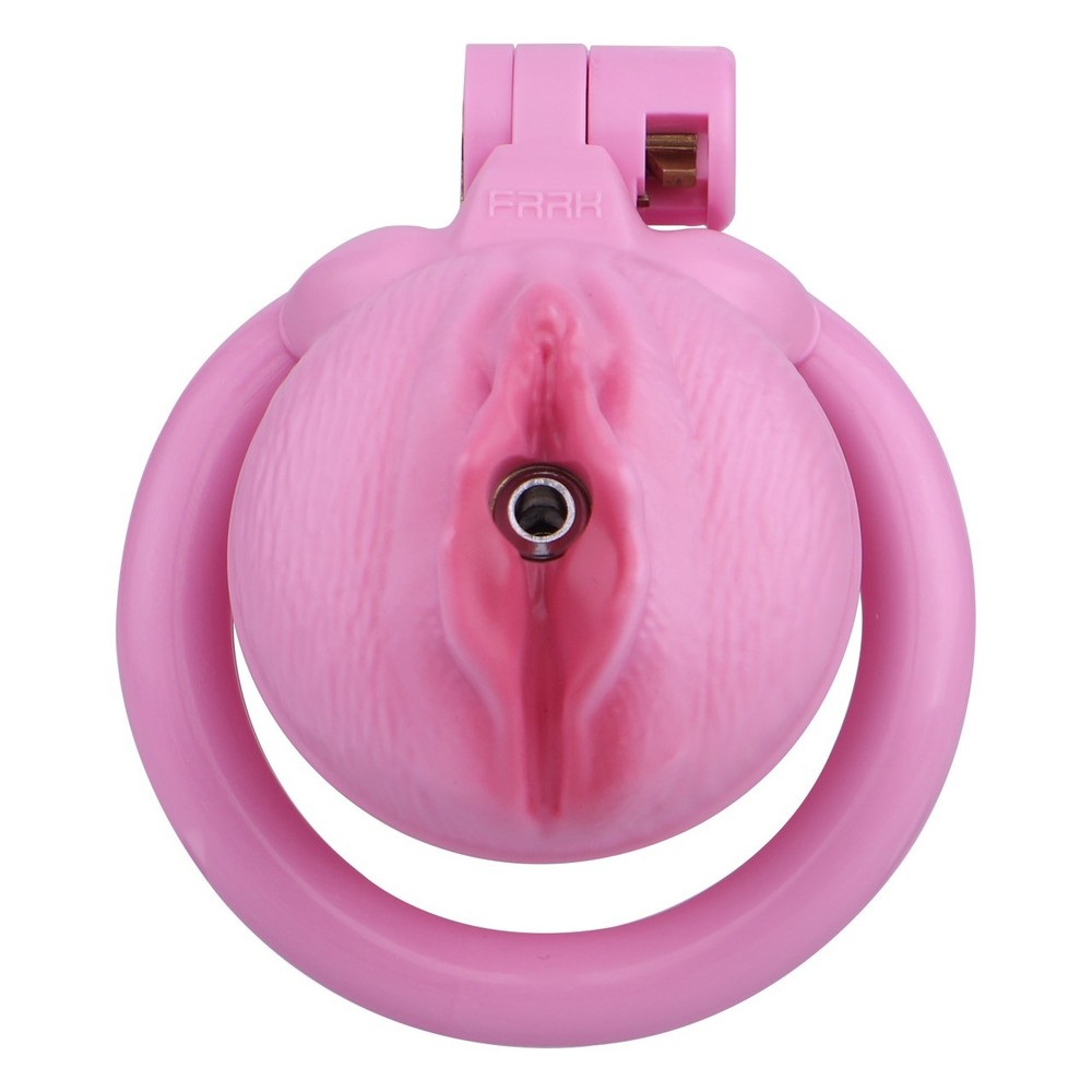 Realistic Flat Chastity Cage Sissy Device with 4 Rings & Reverse Lock, BDSM