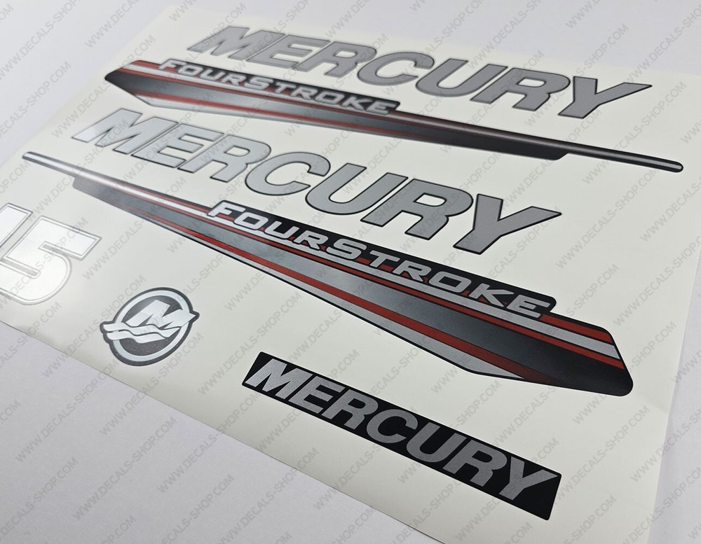 Mercury 15 hp Four Stroke 2013-2017 RED outboard engine decals sticker