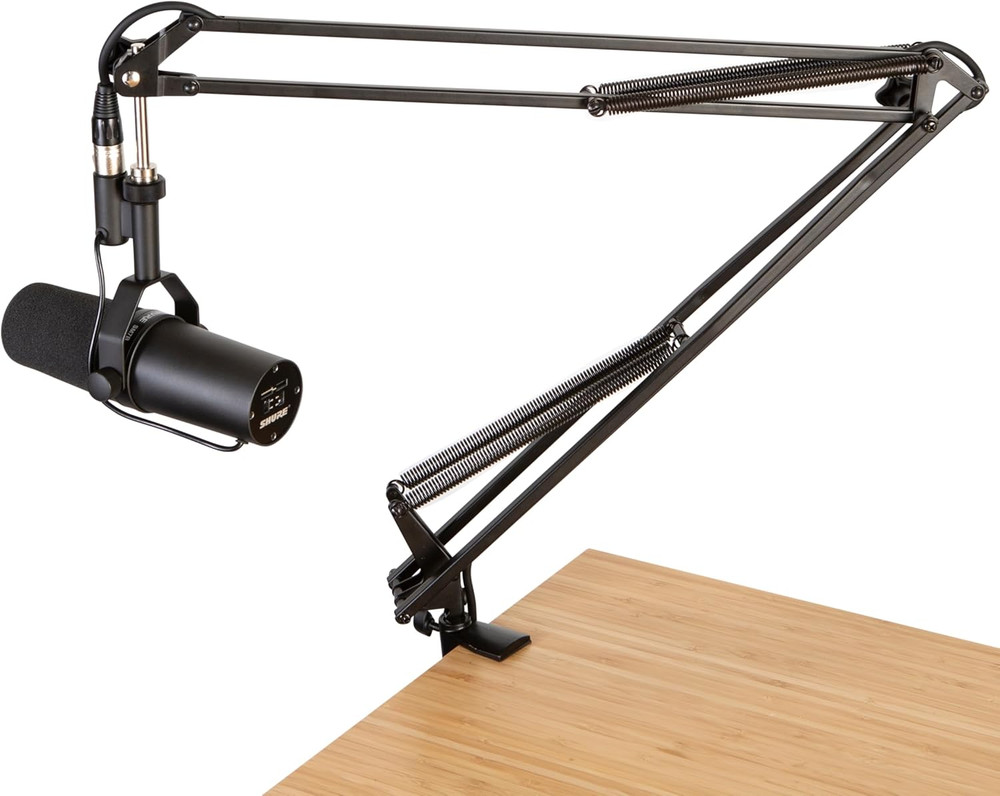 Spring-Loaded Desk-Mounted Microphone Boom Arm for Broadcasts, Podcasts, Content