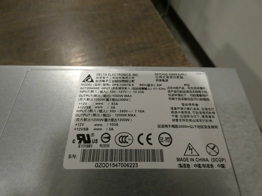 Delta Electronics DPS-1200TB 1200W Switching Power Supply PSU
