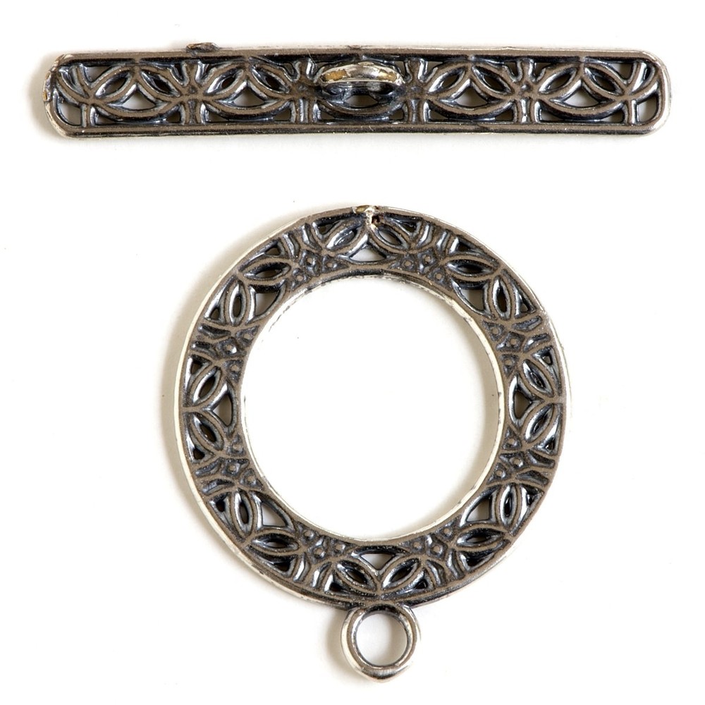 Open Design Round Toggle Clasp 43514 (1) Silver Plated 19mm