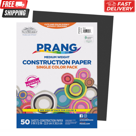 Prang (Formerly SunWorks) Construction Paper, Black, 9" x 12", 50 Sheets