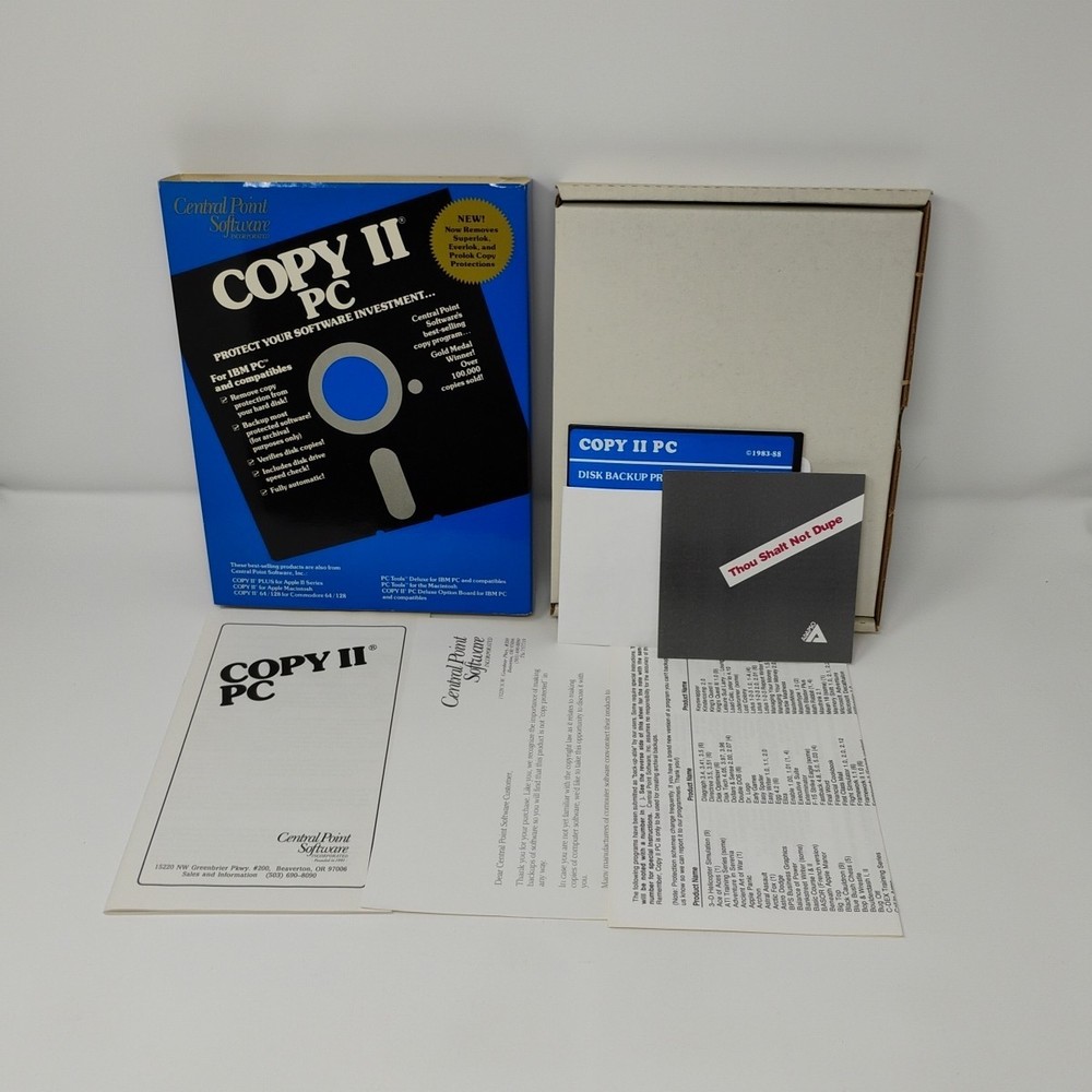 COPY II PC Central Point Computer Software Big Box Floppy 5.25 Disk Vintage 1988