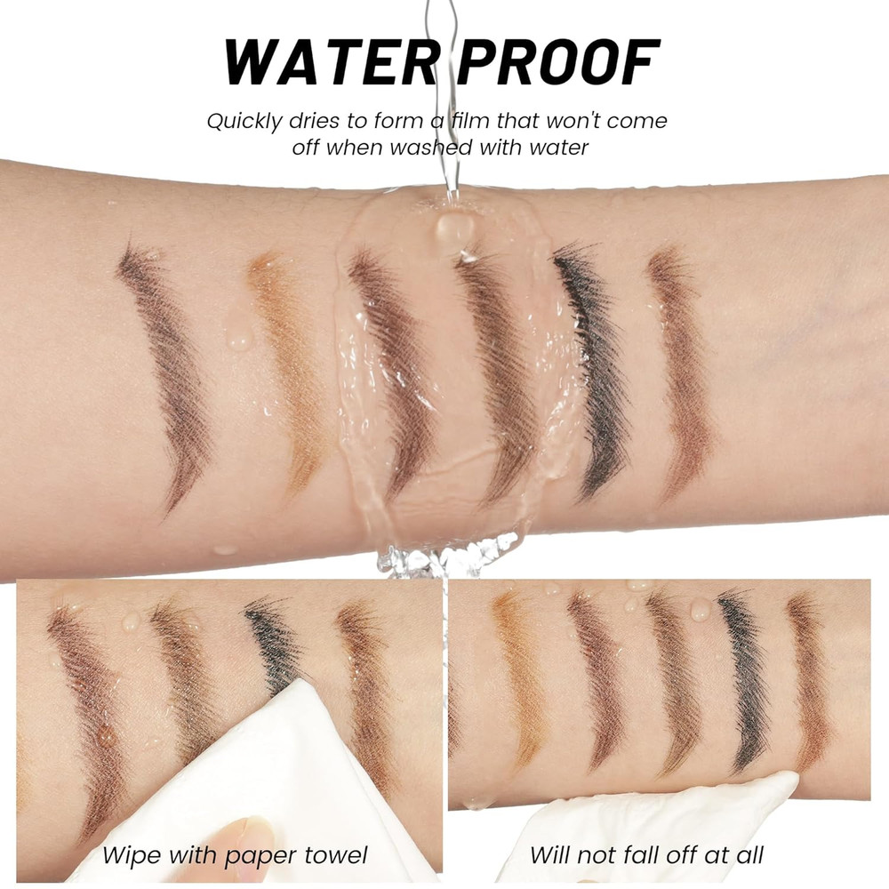2-Pack Waterproof Microblading Eyebrow Pen, 4-Tip Natural Brow Maker